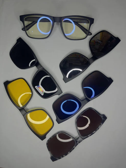 Glasses in  5 in 1  attachment (Magnetic clips)